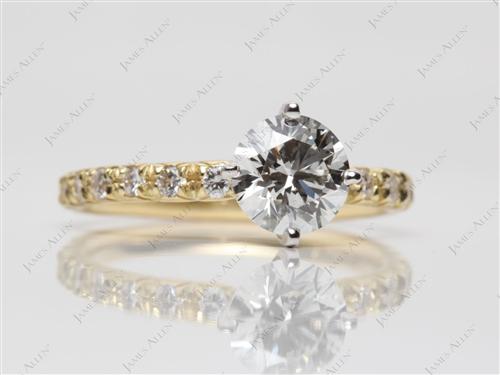 Gold 0.89 Round cut Pave Ring Mountings
