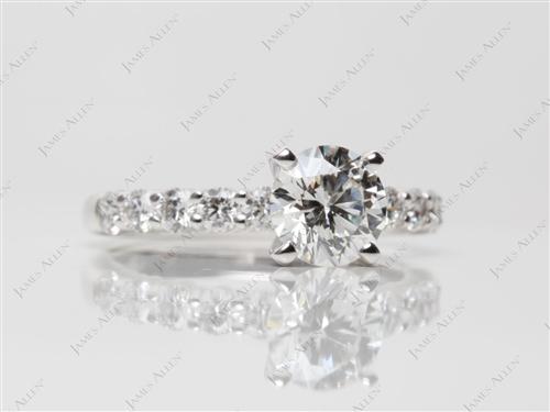 White Gold 0.94 Round cut Engagement Rings Side Stones