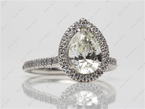 Platinum 1.50 Pear shaped Pave Diamond Rings
