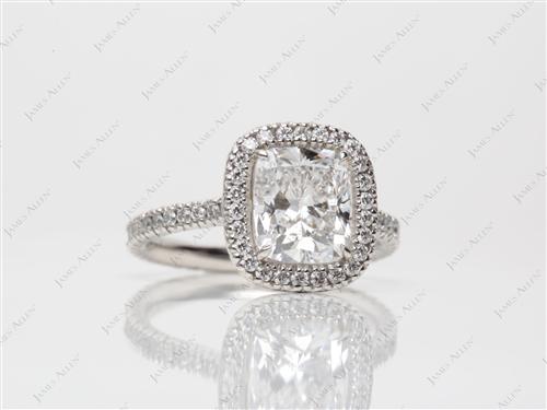 Platinum 2.03 Cushion cut Pave Diamond Engagement Ring