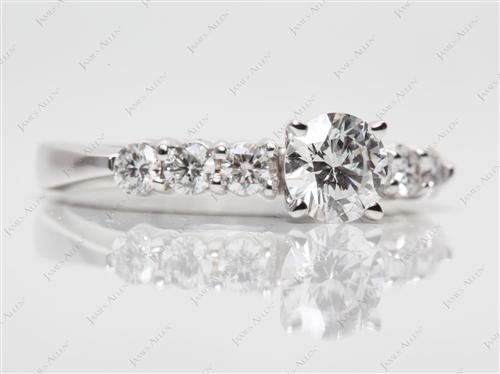 White Gold 0.61 Round cut Engagement Ring Side Stones