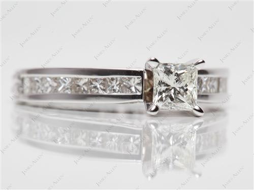 White Gold 0.50 Princess cut White Gold Wedding Sets
