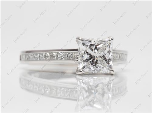 Platinum 1.85 Princess cut Channel Setting Engagement Rings