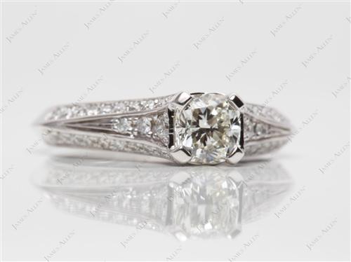 White Gold 0.93 Cushion cut Pave Engagement Rings