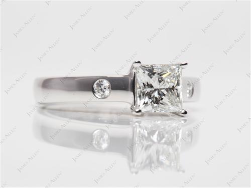 White Gold 1.01 Princess cut Engagement Rings