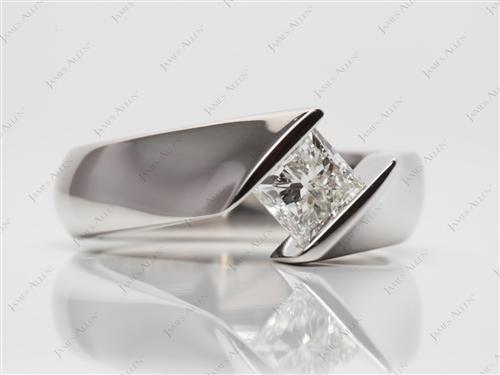 Platinum 0.93 Princess cut Tension Mount Engagement rings