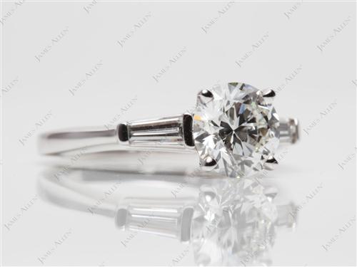 White Gold 1.41 Round cut Diamond Ring With Side Stones