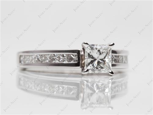 White Gold 0.72 Princess cut Channel Set Diamond Engagement Rings