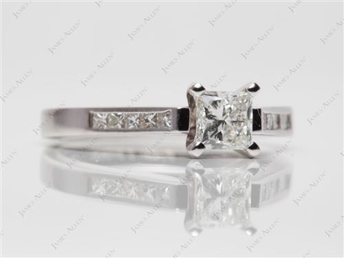 White Gold 0.64 Princess cut Channel Setting Engagement Rings