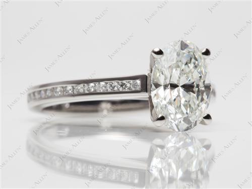 Platinum 2.12 Oval cut Channel Set Diamond Rings