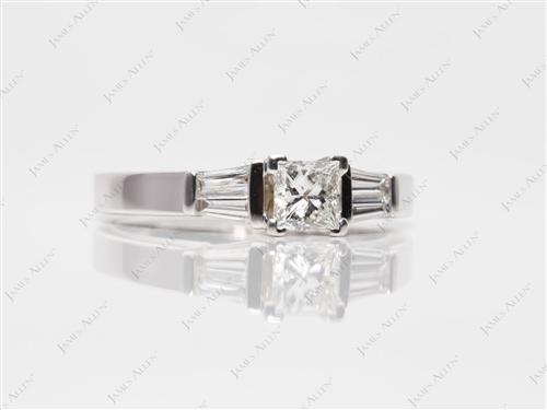 White Gold 0.52 Princess cut Diamond Ring With Sidestones