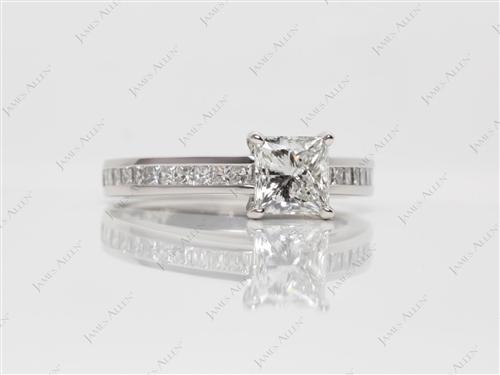 Platinum 1.00 Princess cut Channel Engagement Ring