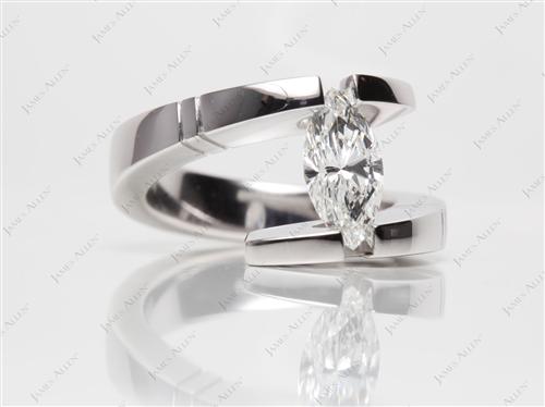 White Gold 1.25 Marquise cut Tension Set Engagement Ring