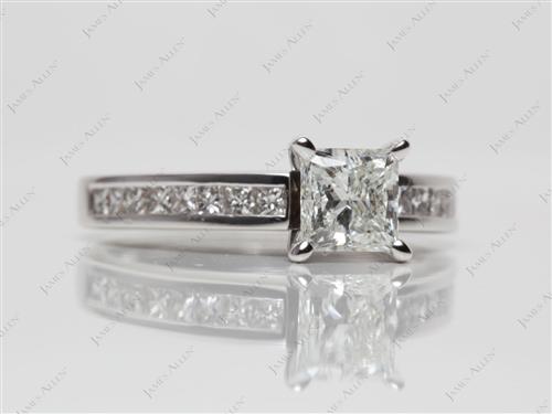 White Gold 1.01 Princess cut Channel Set Diamond Engagement Rings