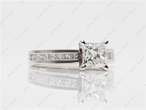 White Gold 1.08 Princess cut Channel Set Engagement Ring