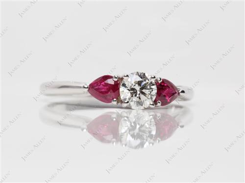 White Gold 0.62 Round cut Gemstone Engagement Ring