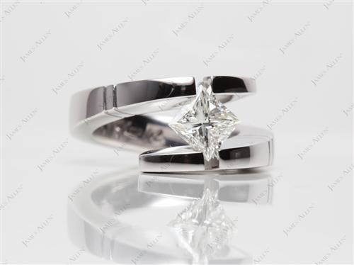 White Gold 1.01 Princess cut Tension Diamond Engagement ring