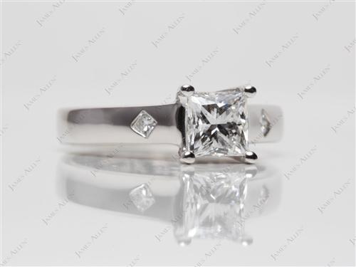 White Gold 0.90 Princess cut Solitaire Ring Setting