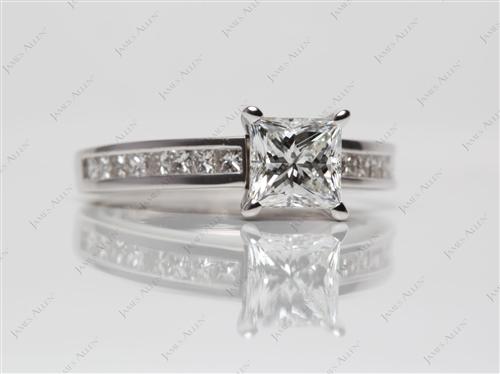 White Gold 1.10 Princess cut Channel Set Rings