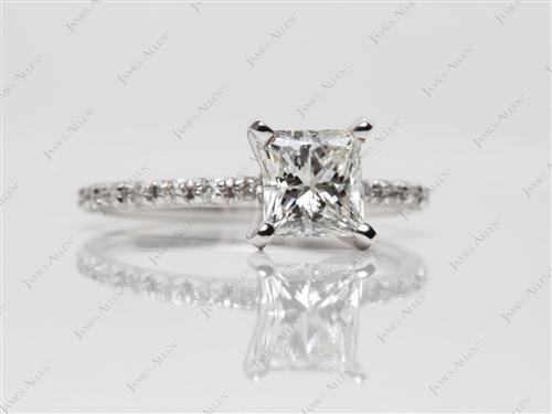 White Gold 1.02 Princess cut Wedding Ring Sets