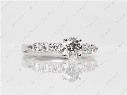 White Gold 0.71 Round cut Engagement Rings With Side Stones