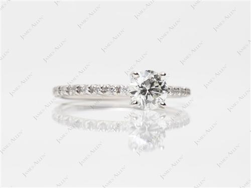 Platinum 0.70 Round cut Diamond Pave Rings
