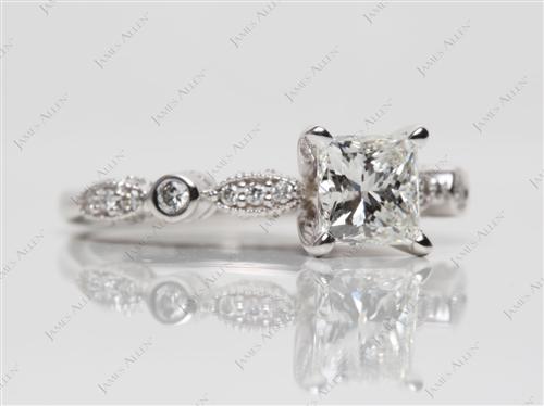 White Gold 1.01 Princess cut Diamond Ring With Side Stones