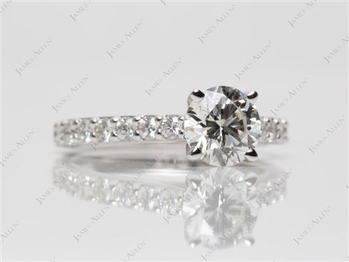 White Gold 0.91 Round cut Sidestone Engagement Ring