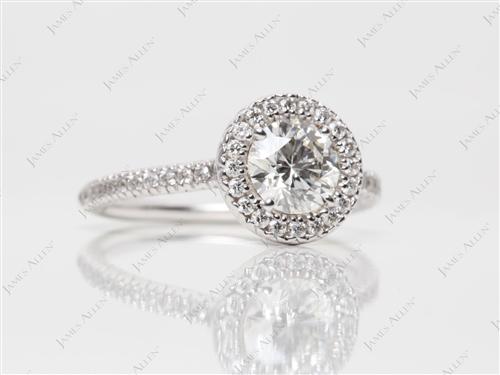 White Gold 0.79 Round cut Micro Pave Ring