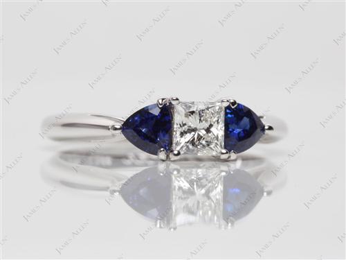 White Gold 0.52 Princess cut Colored Stone Rings