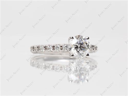White Gold 0.91 Round cut Diamond Pave Ring