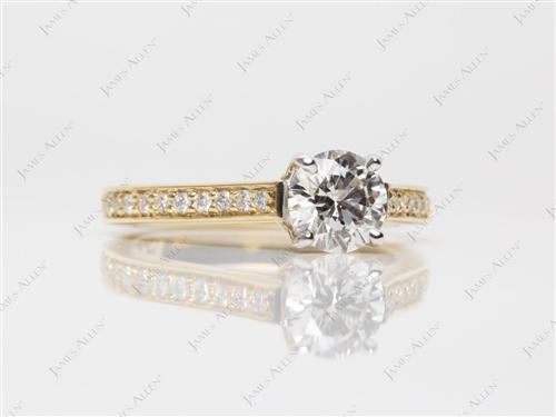 Gold 0.74 Round cut Engagement Rings Pave