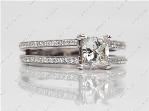 White Gold 1.01 Princess cut Pave Engagement Ring