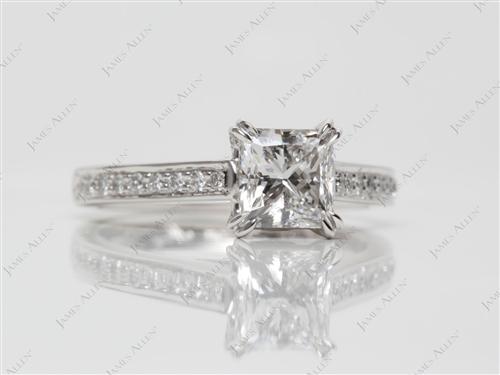 Platinum 1.01 Princess cut Pave Ring Mountings