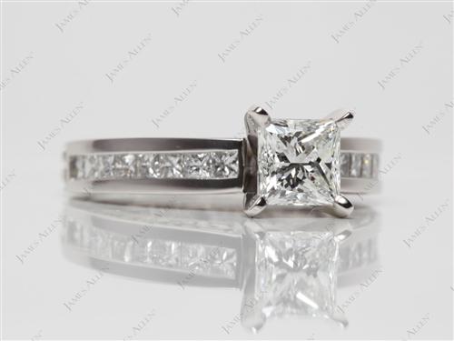 Platinum 0.90 Princess cut Platinum Wedding Sets