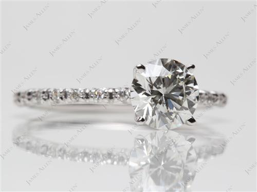 White Gold 1.02 Round cut Pave Engagement Rings