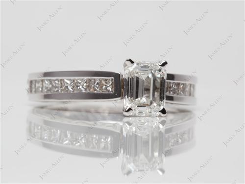 White Gold 1.01 Emerald cut Bridal Set Wedding Rings