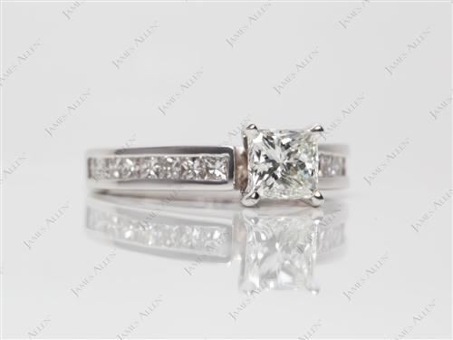 White Gold 0.70 Princess cut Channel Engagement Rings