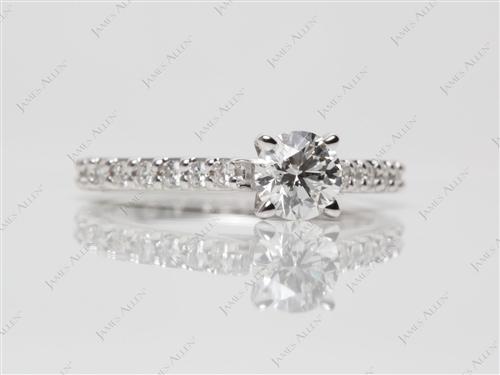 White Gold 0.47 Round cut Princess Cut Engagement Rings With Side Stones