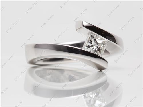 White Gold 0.71 Princess cut Tension Diamond Engagement ring