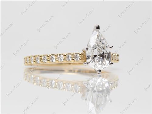 Gold 0.85 Pear shaped Sidestone Engagement Ring