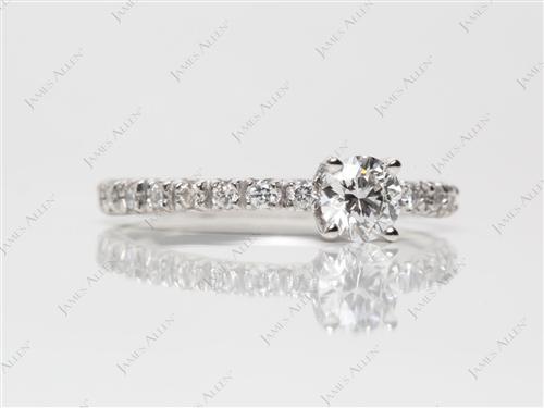 Platinum 0.40 Round cut Pave Diamond Engagement Rings