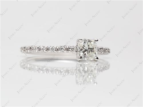 White Gold 0.50 Cushion cut Pave Setting Rings