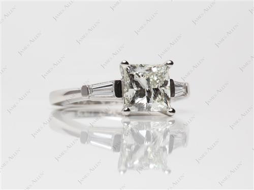 Platinum 2.01 Princess cut Diamond Ring With Side Stones