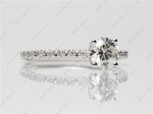 White Gold 0.70 Round cut Pave Diamond Rings