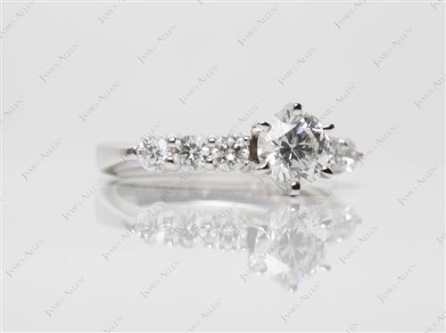 White Gold 0.71 Round cut Diamond Ring With Side Stones