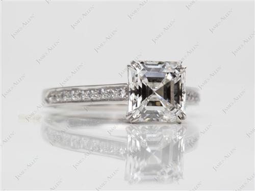 Platinum 2.08 Asscher cut Pave Rings
