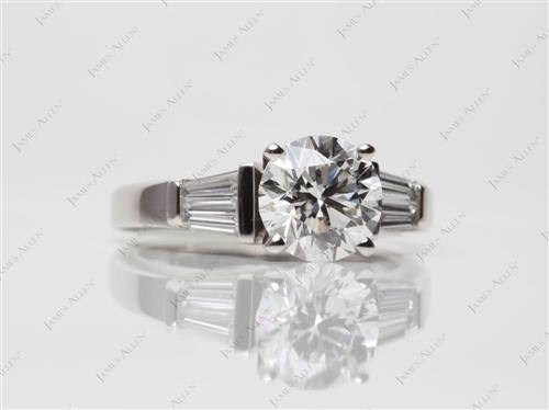 Platinum 1.51 Round cut Engagement Ring Side Stones