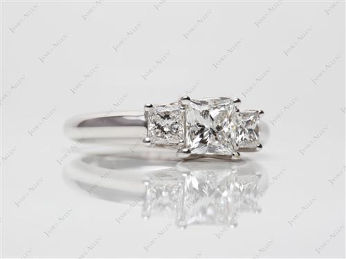 White Gold 0.90 Princess cut Three Stones Settings