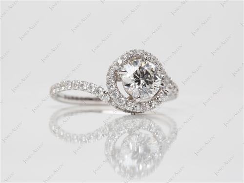 White Gold 0.73 Round cut Micropave Engagement Rings